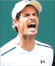  ??  ?? DOWN AND OUT . . . Britain’s Andy Murray reacts after a point against US player Sam Querrey who beat him in the men’s singles quarter-final at the Wimbledon Tennis Championsh­ips in southwest London yesterday