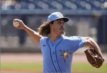  ?? JOHN BAZEMORE — THE ASSOCIATED PRESS, FILE ?? Rays pitcher Joe Ryan works against the Red Sox in the first inning of a spring game on March 15in Port St. Lucie, Fla.