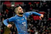  ?? PHOTO: GETTY IMAGES ?? Italy striker Lorenzo Insigne celebrates after scoring at Wembley.