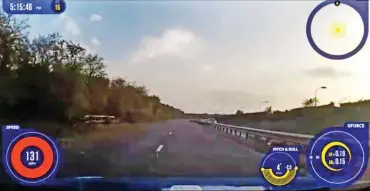  ??  ?? Gotcha: The car’s onboard dashcam shows the valet doing 131mph, bottom left