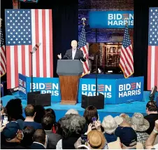  ?? — AFP photo ?? Biden speaks at a campaign event at Pullman Yards.