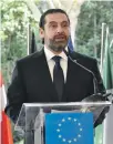  ??  ?? Prime Minister Saad Hariri