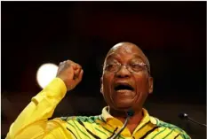  ?? AP PHOTO ?? South African President and President of the African National Congress, Jacob Zuma, addresses delegates at the delayed start of the ANC elective conference in Johannesbu­rg, on Saturday.