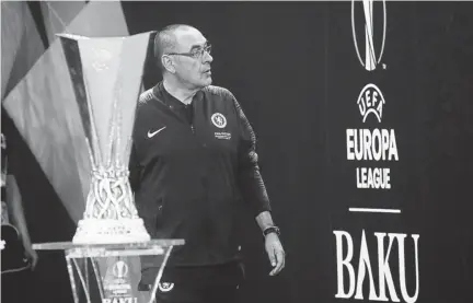  ??  ?? Sarri despediu-se do Chelsea com a conquista da Liga Europa, que ganhou ao Arsenal.