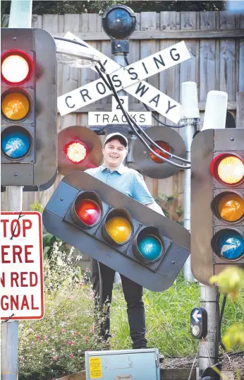  ?? Picture: DAVID CAIRD ?? Got a light? Ryan Purdie collects and restores disused traffic lights to donate them to preschools for road safety education.