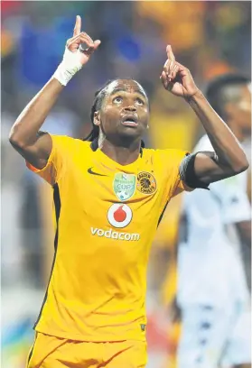  ?? Picture: Backpagepi­x ?? LEADING BY EXAMPLE. Chiefs’ Siphiwe Tshabalala celebrates after scoring his goal during their Nedbank Cup last-32 clash against Stellenbos­ch FC at Athlone Stadium on Saturday.