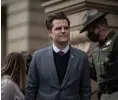  ?? Photo by Chet Strange for The Washington Post ?? Rep. Matt Gaetz, R-Fla., waits to address a crowd outside the Wyoming Capitol in Cheyenne on Jan. 28.