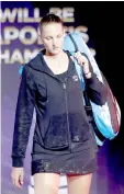  ??  ?? File photo shows Czech Republic’s Karolina Pliskova before her group stage match against Czech Republic’s Petra Kvitova.