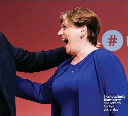  ??  ?? Bigshots: Emily Thornberry and Jeremy Corbyn yesterday