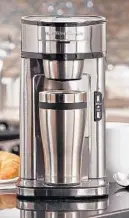  ?? HAMILTON BEACH ?? Hamilton Beach single-serve coffee maker brews an 8-ounce cup in 90 seconds, but you’re gonna want a 14-ounce travel mug’s worth, and that only takes about 2 ½ minutes to fill up.