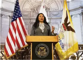  ?? Gabrielle Lurie / The Chronicle ?? Under the proposed charter change, elections for several local offices would be in even-numbered years, adding a year to Mayor London Breed’s term.