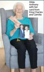  ?? ?? Hilda Anthony with her card from King Charles and Camilla