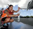  ?? ANDY JACKSON/STUFF ?? A broken pipeline caused by a falling tree during Ex-Cyclone Gita cut off the water supply to about 10,000 residents for three days, which meant emergency tankers were needed.