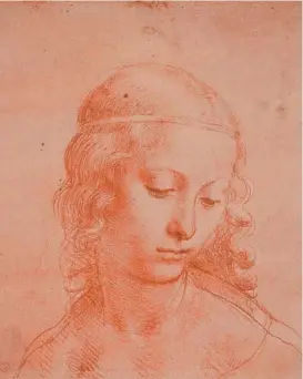 ??  ?? Cabezadejo­ven,ca. 1500-1510, obra de Leonardo da Vinci