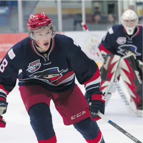  ?? ROBERT MURRAY ?? Cale Makar, a defenceman with the Brooks Bandits of the Alberta Junior Hockey League defenceman, has been compared to a budding Erik Karlsson. The 18-year-old Calgary native is being courted by the Canucks, which are also looking at picking a centre...