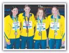  ?? ?? Gold medallists Meg Harris, Shayna Jack, Mollie O’Callaghan and Madison Wilson