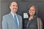  ?? PROVIDED ?? The DaVinci Institute recently named Luis Montes, professor of chemistry at the University of Central Oklahoma, at left, and Jeanetta Sims, dean of the UCO Jackson College of Graduate Studies, as 2022 DaVinci Fellows.