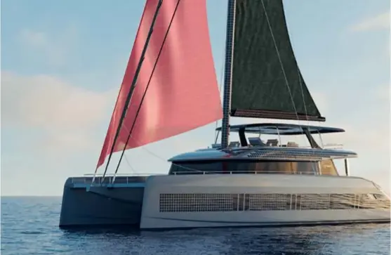  ??  ?? Above: the yacht has 164sqm of solar skin to absorb and store power in its batteries.