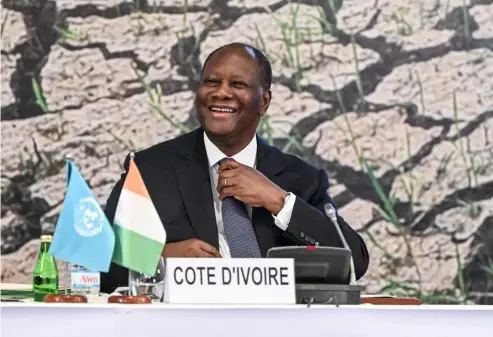  ?? SIA KAMBOU/AFP ?? Ivorian President Alassane Ouattara awaits the opening ceremony of COP15.