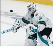  ?? MARK J. TERRILL — THE ASSOCIATED PRESS ?? Sharks goaltender Martin Jones is 7-1-1 with a .942 save percentage in his last nine games.