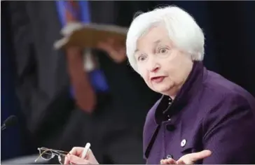  ?? MARK WILSON/GETTY IMAGES/AFP ?? Federal Reserve Board Chair Janet Yellen speaks during a news conference following the Federal Open Market Committee meeting on Wednesday.