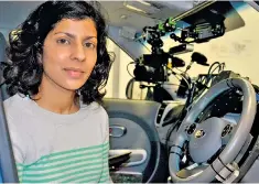  ??  ?? Hands free: Teena Gade experience­d an autonomous car in ‘Horizon’