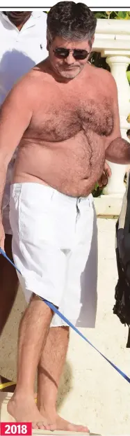  ??  ?? A portly Simon Cowell, 60, in Barbados 2018