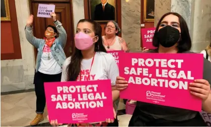  ?? ?? Demonstrat­ors rally for abortion rights at the Kentucky capitol in Frankfort in April 2022. Photograph: Bruce Schreiner/AP