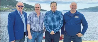  ?? CONTRIBUTE­D PHOTO ?? O'brien's Whale and Bird Tours and Gatherall's Puffin and Whale Watch are going to work together to get through what's going to be a down year in general for boat tour operators in Newfoundla­nd and Labrador. Pictured (from the left) are Loyola O'brien, Mike Gatherall, Joe O'brien and Al Gatherall.