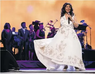  ?? PHOTOS: THE ASSOCIATED PRESS ?? Aretha Franklin, seen performing in 2017, died Thursday at the age of 76.