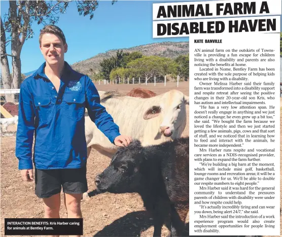  ??  ?? INTERACTIO­N BENEFITS: Kris Harber caring for animals at Bentley Farm.