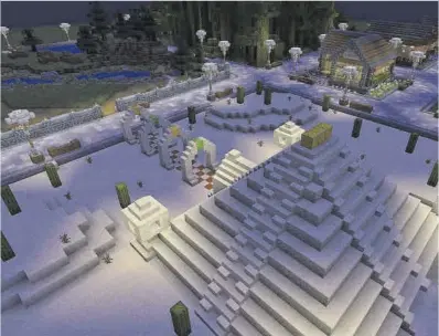  ?? El Periódico ?? Ciudad ideal diseñada en ‘Minecraft’, actividad interactiv­a de la exposición ‘Somia la Ciutat’.