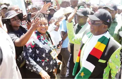  ?? ?? President Mnangagwa greets delegates on arrival for National Youth Day celebratio­ns at Mushagashe Vocational Training Centre in Masvingo yesterday. (More pictures on Page 3) – Picture: Justin Mutenda