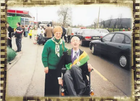  ?? ?? Ballyhooly native Tom Leahy, grand marshal of the St. Patrick’s Day parade in Fermoy in 2000, pictured here with Maureen Regan.