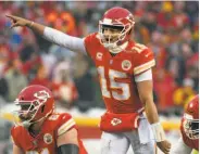  ?? Associated Press ?? “He can find new ways to get you the ball,” Chiefs tight end Travis Kelce says of Patrick Mahomes.