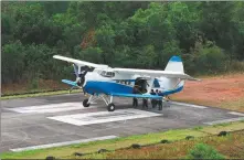  ?? YUAN CHEN / FOR CHINA DAILY ?? An FP-98 cargo drone, China’s first large-scale fixed-wing drone, prepares to take off in Haikou, Hainan province, on April 24.