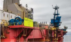  ?? Photograph: Robert Ormerod/Greenpeace ?? Dozens of major oil rigs and offshore vessels such as the Paul B Loyd Jr are registered to Vanuatu.