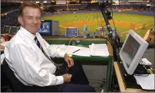  ?? AP PHOTO/KATHY WILLENS, FILE ?? Baseball announcer Tim McCarver poses in the press box before the start of Game 2 of the American League Division Series on Oct. 2, 2003 in New York.