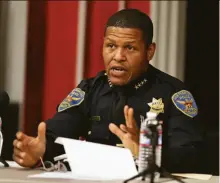  ?? Scott Strazzante / The Chronicle 2017 ?? San Francisco Police Chief Bill Scott is defending officers who released a man who was allegedly stealing a catalytic converter.