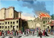  ??  ?? OVER En illustrasj­on viser stormingen av Bastillen i Paris i 1789.