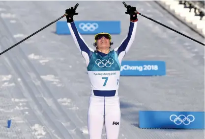 ?? FOTO: LEHTIKUVA/HEIKKI SAUKKOMAA ?? Krista Pärmäkoski tog tre OS-medaljer i Sydkorea.