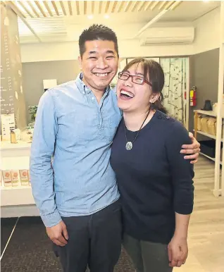  ?? VINCE TALOTTA PHOTOS/TORONTO STAR ?? “We both love coffee and we both love plants,” says Tri Ngo, left, about café co-owner Hang Vu.