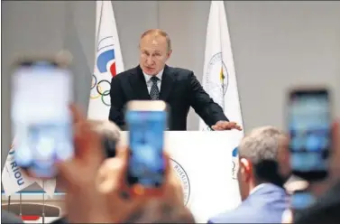  ??  ?? Vladimir Putin, presidente del país, en un acto del Comité Olímpico de Rusia.