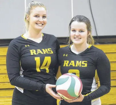  ?? FRAM DINSHAW/TRURO NEWS ?? Samantha Nichols, left, and Jillian Ferguson are co-captains of the Dal AC Rams female volleyball squad. The team has made the Atlantic Collegiate Athletic Associatio­n quarter-finals for the first time in six years.