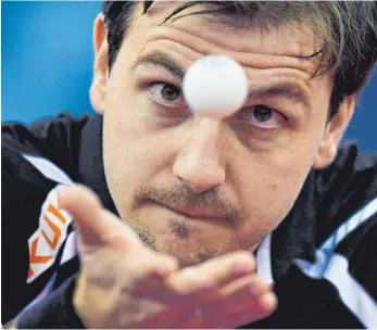  ?? FOTO: DPA ?? Fokussiert: Timo Boll, Nr. 1 der Tischtenni­s-Welt, peilt mit Borussia Düsseldorf das nächste Triple an.