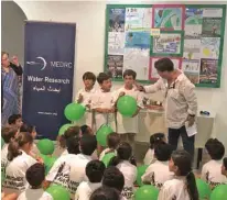  ?? -Supplied photo ?? CELEBRATIO­NS: The World Water Day celebratio­ns began with a group of schoolchil­dren from OurPlanet Internatio­nal School Muscat welcoming several Omanis concluding this year’s Walk for Water.