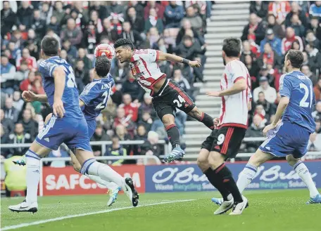  ??  ?? Sunderland full-back DeAndre Yedlin gets up to just miss out on a header against Chelsea on Saturday. Picture by Frank Reid