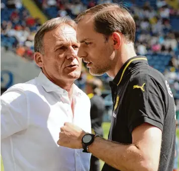  ?? Foto: imago ?? Offener Dissens: Dortmunds Trainer Thomas Tuchel und BVB Geschäftsf­ührer Hans Joachim Watzke.