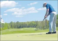  ??  ?? Steve Gamester works on his putting Wednesday before a round at Avondale Golf Course in preparatio­n for the Avondale Open. “Hopefully the putter is more than warm this weekend and I see some balls drop to the bottom of the hole,” he said.