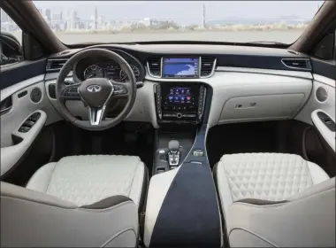  ?? INFINITI—ASSOCIATED PRESS ?? This undated photo provided by Infiniti shows the interior of the 2019Infini­ti QX50, an SUV with two screens and a fairly complex interface.